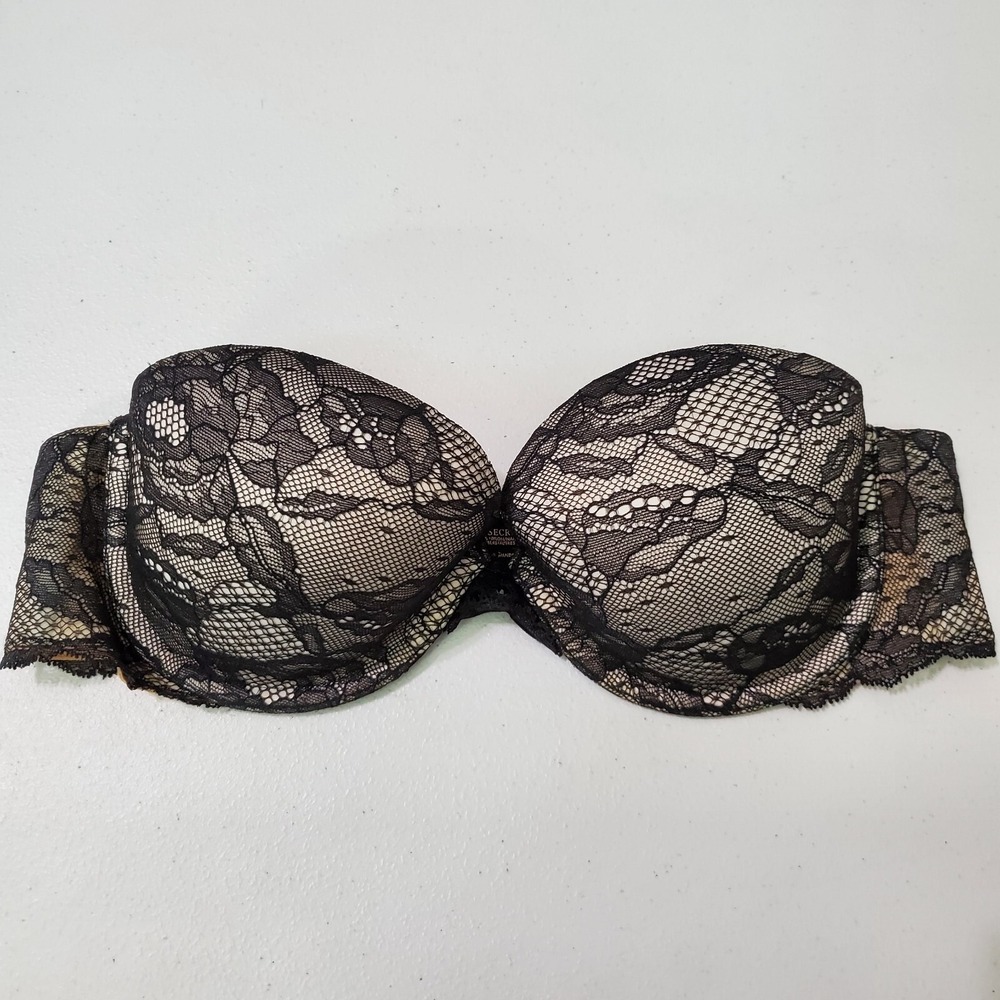 Victoria's Secret Women Bra 34C Gray Biofit Multiway Lace Underwire‎ NO STRAPS